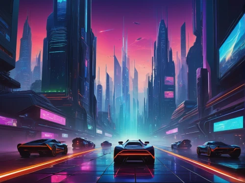 futuristic landscape,cyberpunk,futuristic,cityscape,3d car wallpaper,neon arrows,fantasy city,city highway,80's design,colorful city,metropolis,80s,racing road,night highway,elektrocar,futuristic car,cities,sci fiction illustration,cg artwork,street canyon,Art,Classical Oil Painting,Classical Oil Painting 42