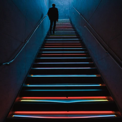 stairway,colored lights,ascending,stairway to heaven,neon arrows,neon lights,jacob's ladder,neon light,light spectrum,escalator,light art,descent,colorful light,light track,neon human resources,stairs,metro escalator,light phenomenon,winners stairs,icon steps,Photography,Artistic Photography,Artistic Photography 10