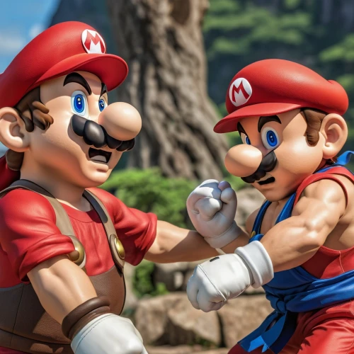 super mario brothers,mario bros,mario,super mario,nintendo,game characters,fist bump,arm wrestling,smash,friendly punch,nintendo switch,wii u,duel,luigi,battle gaming,videogames,fighting poses,odyssey,battling ropes,sparring,Photography,General,Realistic