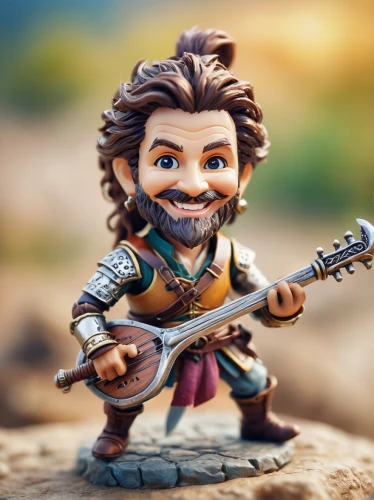 bard,scandia gnome,art bard,dwarf sundheim,banjo bolt,thorin,dwarf,musketeer,3d figure,bansuri,banjo,gnome,the pied piper of hamelin,massively multiplayer online role-playing game,fiddler,vax figure,figurine,game figure,tyrion lannister,male character,Unique,3D,Panoramic