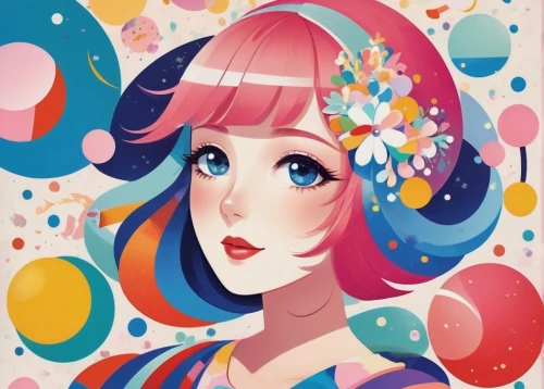 retro girl,candy island girl,polka dot paper,donut illustration,fashion vector,watercolor women accessory,illustrator,girl with speech bubble,pop art girl,painter doll,vintage girl,artist doll,vector girl,candy pattern,floral background,retro woman,candy,colorful doodle,adobe illustrator,sugar candy,Art,Artistic Painting,Artistic Painting 46