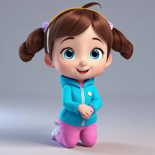 agnes,cute cartoon character,cute cartoon image,lilo,clay animation,disney character,princess anna,cartoon character,animated cartoon,3d model,character animation,pigtail,coco,clay doll,princess leia,3d render,child girl,3d rendered,little girl,adorable,Unique,3D,3D Character