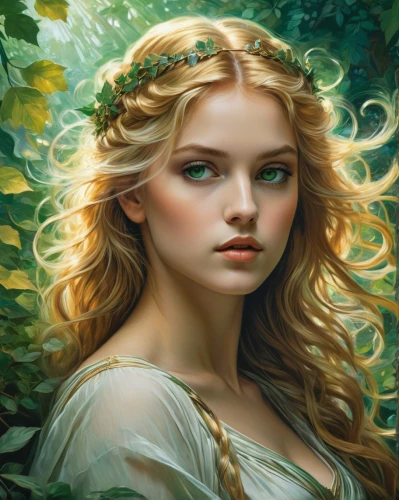 fantasy portrait,faery,jessamine,dryad,mystical portrait of a girl,fae,faerie,fantasy art,the enchantress,romantic portrait,celtic queen,celtic woman,fairy queen,rapunzel,elven,flora,fairy tale character,elven flower,girl in the garden,portrait of a girl,Conceptual Art,Fantasy,Fantasy 05