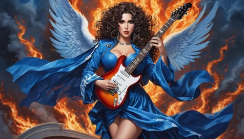 firebird,fire angel,baroque angel,electric guitar,archangel,business angel,death angel,angelology,ibanez,music fantasy,angel,angel playing the harp,painted guitar,guitar player,concert guitar,guitar,fire siren,guitar solo,maiden,fantasy woman,Art,Classical Oil Painting,Classical Oil Painting 02