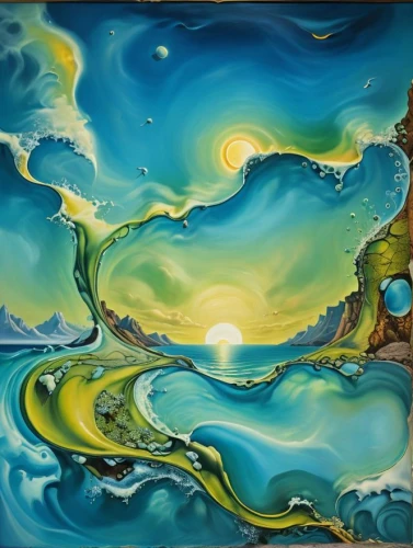 sea landscape,oil painting on canvas,glass painting,seascape,underwater landscape,abstract painting,fantasy landscape,oil on canvas,acid lake,oil painting,water scape,waterscape,art painting,fantasy art,background abstract,an island far away landscape,swirling,abstract artwork,mother earth,fractals art