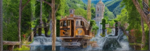 water wheel,wasserfall,water mist,world digital painting,water mill,fantasy picture,brown waterfall,water palace,decorative fountains,mozart fountain,hydropower plant,water fall,waterfalls,boat rapids,fantasy art,city fountain,waterfall,green waterfall,pallas athene fountain,fantasy landscape,Realistic,Foods,None