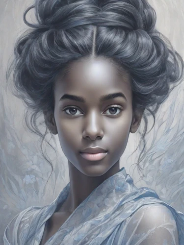 mystical portrait of a girl,fantasy portrait,african american woman,african woman,oil painting on canvas,portrait of a girl,fantasy art,the snow queen,beautiful african american women,girl portrait,afro-american,ice queen,romantic portrait,black woman,afro american girls,afro american,nigeria woman,digital painting,baroque angel,woman portrait