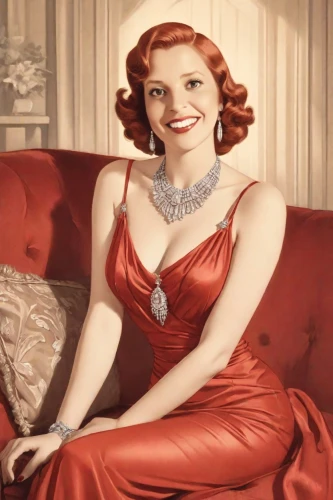 maureen o'hara - female,rita hayworth,jane russell-female,art deco woman,katherine hepburn,pearl necklace,vanity fair,greer garson-hollywood,lady in red,maraschino,vintage woman,ann margarett-hollywood,a charming woman,1950s,shirley temple,vintage women,red-hot polka,red gown,gena rolands-hollywood,valentine pin up