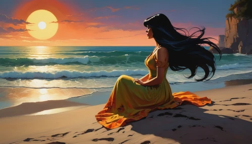 moana,sun and sea,beach background,mermaid background,girl on the dune,sea beach-marigold,the wind from the sea,mermaid silhouette,beach scenery,dream beach,fantasy picture,mulan,polynesian girl,sea breeze,hula,sea-shore,luau,little mermaid,sunset,summersun,Conceptual Art,Oil color,Oil Color 04