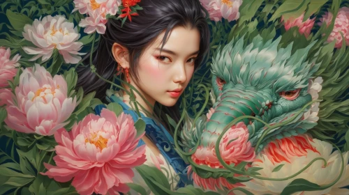 chinese art,oriental painting,chinese peony,lotus flowers,peony,flower painting,mulan,lotus blossom,luo han guo,girl in flowers,peonies,dragon li,japanese art,yi sun sin,oriental girl,girl picking flowers,japanese floral background,flower animal,oriental princess,han thom,Conceptual Art,Daily,Daily 10