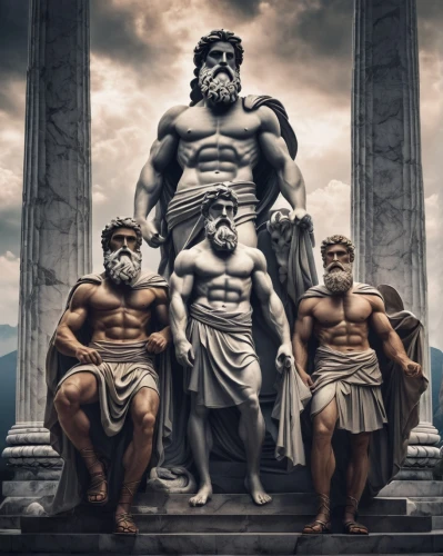 greek gods figures,statue of hercules,greek mythology,three pillars,zeus,poseidon,romans,justice scale,ugolino and his sons,sparta,greek myth,ancient rome,2nd century,roman history,classical antiquity,the ancient world,asclepius,hercules,mythology,the death of socrates,Illustration,Black and White,Black and White 14