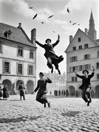 pigeon flight,children playing,leap for joy,children play,pigeon flying,flying girl,the pied piper of hamelin,jumping,child feeding pigeons,folk-dance,lublin,flying birds,montgolfiade,erfurt,jump,leaping,jumping jack,axel jump,flying dandelions,tallinn,Photography,Black and white photography,Black and White Photography 13