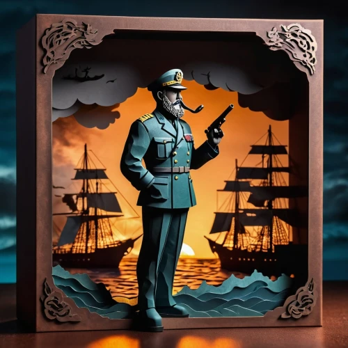 key-hole captain,cd cover,naval officer,seafarer,admiral von tromp,steam icon,diorama,digital compositing,policeman,brown sailor,rifleman,game illustration,play escape game live and win,saranka,the sandpiper general,water police,ship doctor,high-wire artist,pilgrim,officer,Unique,Paper Cuts,Paper Cuts 10