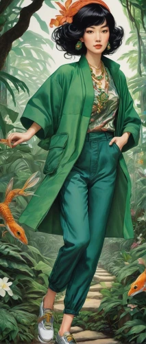 vietnamese woman,mulan,asian woman,oriental painting,japanese woman,anime japanese clothing,vietnam,rosa ' amber cover,oriental girl,tiger lily,world digital painting,anna may wong,hanbok,girl with tree,nước chấm,geisha,chinese art,oriental princess,mandarin leaves,asian vision,Illustration,Retro,Retro 25