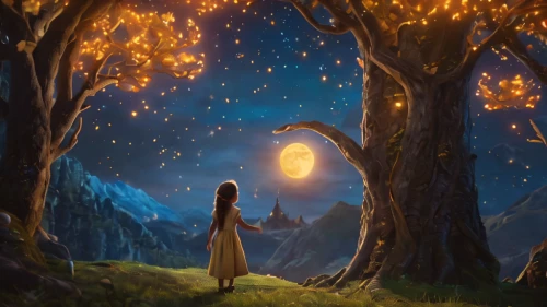 fireflies,fairy forest,forest of dreams,the girl next to the tree,firefly,fairy world,fantasy picture,enchanted forest,enchanted,the night of kupala,fairies aloft,dream world,fairy lanterns,a fairy tale,faerie,magical moment,fairy tale,fairytale,magic tree,girl with tree,Photography,General,Fantasy