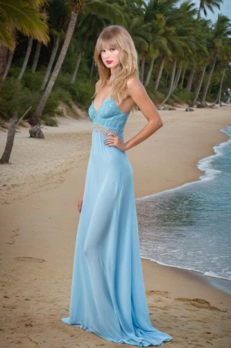 beach background,blue dress,long dress,cocktail dress,strapless dress,barbie doll,enchanting,baby blue,mermaid background,evening dress,celtic woman,blue enchantress,ocean blue,beach scenery,nice dress,girl in a long dress,blue hawaii,bridal party dress,color turquoise,mermaid tail,Female,Northern Europeans,Straight hair,Youth adult,M,Confidence,Underwear,Outdoor,Beach