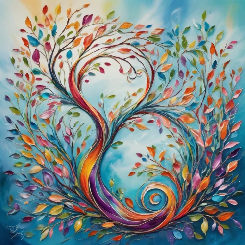 colorful tree of life,flourishing tree,colorful spiral,boho art,heart and flourishes,flower painting,painted tree,heart flourish,watercolor tree,celtic tree,mantra om,harmony of color,the branches of the tree,tree of life,colorful background,flower tree,spring leaf background,heart swirls,fabric painting,art painting,Illustration,Abstract Fantasy,Abstract Fantasy 13