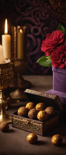 crown chocolates,persian norooz,ramadan background,damask background,mystic light food photography,place setting,diwali sweets,tablescape,florentine biscuit,pralines,petit fours,damask paper,gold foil dividers,french confectionery,zoroastrian novruz,tealights,purple and gold foil,luxury accessories,offerings,chocolatier,Illustration,Abstract Fantasy,Abstract Fantasy 19