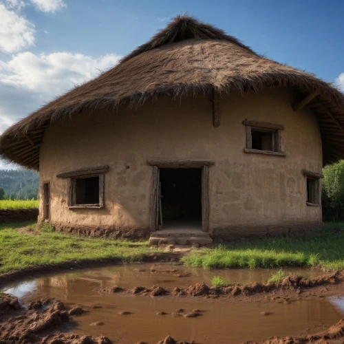 traditional house,mud village,straw hut,iron age hut,straw roofing,ancient house,thatched roof,ricefield,clay house,traditional building,thatched cottage,the rice field,thatching,basotho,eco-construction,traditional village,frisian house,rice field,home landscape,farm hut