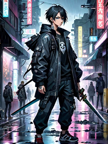 cyberpunk,hk,yukio,sci fiction illustration,world digital painting,pedestrian,punk,cyber,dystopian,renegade,tokyo,kojima,parka,hong,streampunk,urban,rain suit,shinjuku,samurai,dystopia,Anime,Anime,Realistic