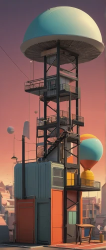 cellular tower,watertower,control tower,water tower,retro diner,lifeguard tower,earth station,water tank,atomic age,solar cell base,sky apartment,steel tower,research station,observation tower,radio tower,antenna tower,cell tower,transmitter station,helipad,transmitter,Illustration,Vector,Vector 05