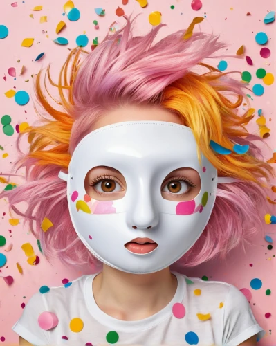 beauty mask,the festival of colors,face paint,girl with cereal bowl,kids illustration,little girl with balloons,multicolor faces,unicorn face,masque,sugar paste,masquerade,medical face mask,sugar skull,face painting,world digital painting,cosmetics,women's cosmetics,donut illustration,painter doll,flickr icon,Illustration,Paper based,Paper Based 22