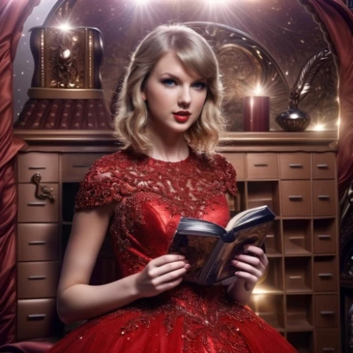 red gown,red tunic,red riding hood,fairytales,little red riding hood,red dress,red tablecloth,red coat,lady in red,red bow,man in red dress,red background,fairy tales,red shoes,on a red background,in red dress,music books,red,enchanting,magic book