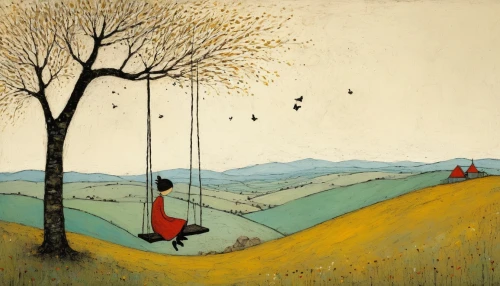 tree swing,tree with swing,garden swing,wooden swing,hanging swing,swinging,swing,empty swing,swings,tightrope walker,swing set,girl with tree,golden swing,olle gill,woman hanging clothes,tightrope,hanging chair,carol colman,zipline,hang-glider,Art,Artistic Painting,Artistic Painting 49