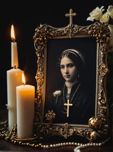 gothic portrait,seven sorrows,saint therese of lisieux,the prophet mary,rosary,candlemas,black candle,votive candle,to our lady,portrait of christi,the magdalene,grave jewelry,hieromonk,carmelite order,fatima,votive candles,mary 1,cepora judith,decorative frame,votive,Conceptual Art,Oil color,Oil Color 12