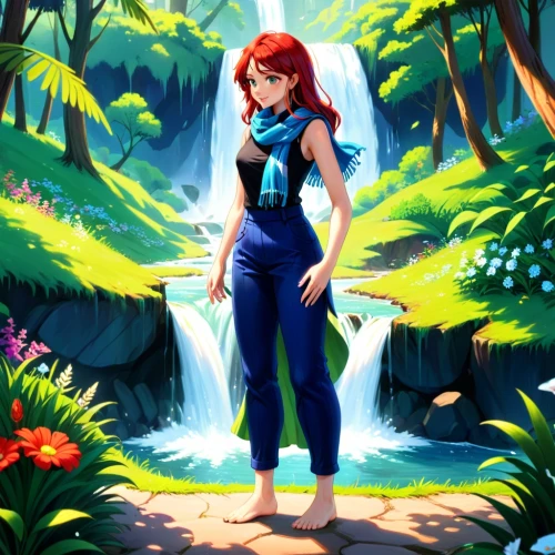 ariel,little mermaid,waterfall,water fall,ash falls,mountain spring,water falls,lilly of the valley,water spring,water-the sword lily,mermaid background,fantasia,game illustration,flora,waterfalls,woman at the well,underwater background,ilse falls,cascade,nami,Anime,Anime,General