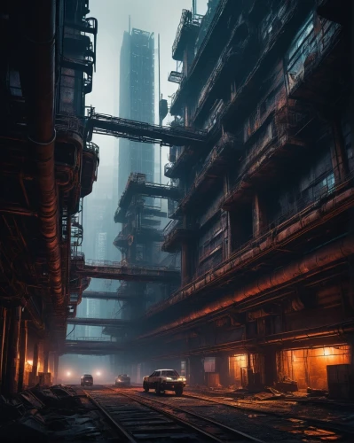 industrial landscape,kowloon city,shanghai,industrial ruin,kowloon,cyberpunk,dystopian,metropolis,industrial,industrial area,under the moscow city,futuristic landscape,scifi,hong kong,docks,industrial hall,ship yard,industries,cityscape,alleyway,Conceptual Art,Daily,Daily 07
