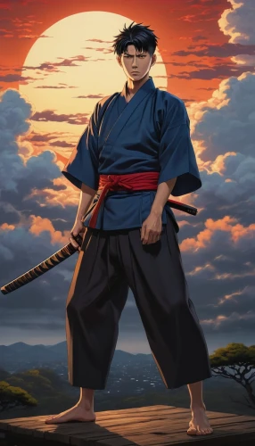 sōjutsu,kenjutsu,samurai,battōjutsu,sensei,iaijutsu,samurai fighter,swordsman,tsukemono,dusk background,daitō-ryū aiki-jūjutsu,takikomi gohan,jujutsu,dobok,samurai sword,sanshin,aikido,japanese martial arts,goki,jeongol,Illustration,Retro,Retro 16