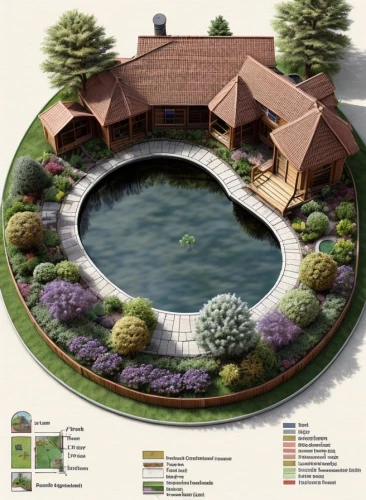 landscape plan,garden elevation,landscape designers sydney,garden pond,landscape design sydney,landscaping,garden design sydney,pond plants,architect plan,permaculture,nature garden,round house,artificial islands,garden buildings,swim ring,eco-construction,3d rendering,fish pond,pool house,circle design