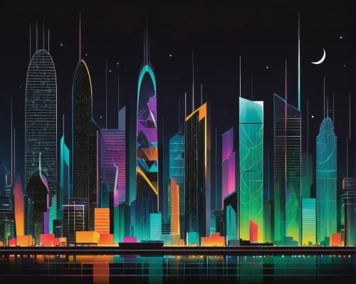 colorful city,dubai,cityscape,city skyline,doha,wallpaper dubai,futuristic landscape,fantasy city,world digital painting,city cities,dubai marina,city at night,cities,dhabi,burj,skyline,city lights,abu dhabi,urban towers,city scape,Illustration,Vector,Vector 13