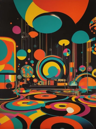 psychedelic art,panoramical,shirakami-sanchi,abstract retro,dizzy,colorful city,colorful balloons,psychedelic,abstract artwork,abstract painting,60s,background abstract,klaus rinke's time field,abstraction,1971,circles,kaleidoscope,abstract background,dot,cool pop art,Illustration,Realistic Fantasy,Realistic Fantasy 16