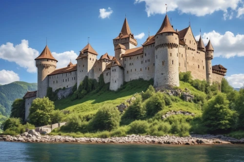 medieval castle,fairy tale castle,fairytale castle,templar castle,fairy tale castle sigmaringen,water castle,oberhofen castle,waldeck castle,castle of the corvin,knight's castle,medieval architecture,gold castle,castleguard,castel,bach knights castle,lake lucerne region,moated castle,dracula castle,castle,neuschwanstein castle,Photography,General,Realistic