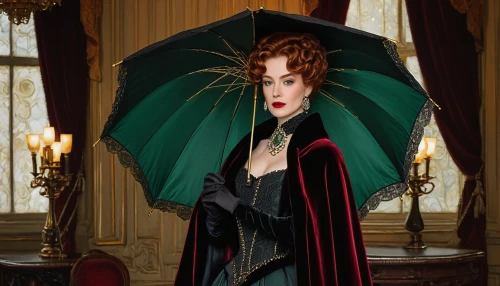 imperial coat,victorian lady,elizabeth i,merida,maureen o'hara - female,parasol,victorian fashion,gothic portrait,umbrella,lady of the night,queen anne,gothic fashion,venetia,vampire lady,victorian style,fantasy portrait,sorceress,vampire woman,transistor,queen of hearts,Illustration,Realistic Fantasy,Realistic Fantasy 11