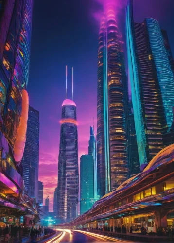 dubai,doha,futuristic landscape,futuristic architecture,colorful city,fantasy city,urban towers,dubai marina,qatar,largest hotel in dubai,smart city,tallest hotel dubai,business district,international towers,futuristic,khobar,city at night,wallpaper dubai,shanghai,cityscape,Art,Artistic Painting,Artistic Painting 23