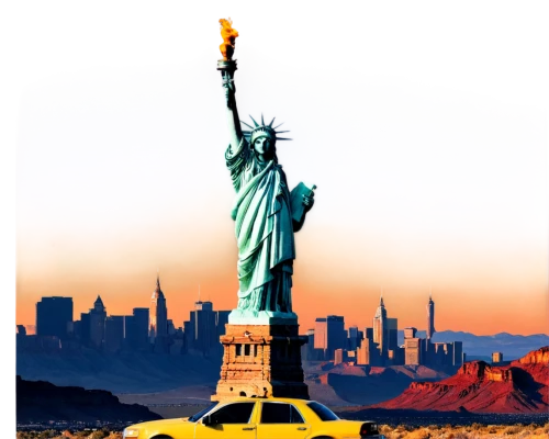 new york taxi,liberty enlightening the world,the statue of liberty,liberty statue,statue of liberty,usa landmarks,american sportscar,yellow taxi,american car,lady liberty,a sinking statue of liberty,queen of liberty,american frontier,liberty,car rental,taxi cab,united state,travel trailer poster,america,us car,Conceptual Art,Graffiti Art,Graffiti Art 12