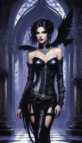 dark angel,gothic woman,gothic fashion,goth woman,gothic portrait,black angel,gothic style,gothic,sorceress,dark gothic mood,archangel,gothic dress,death angel,fallen angel,goth,goth like,the archangel,angel of death,goth subculture,vampire woman,Illustration,Japanese style,Japanese Style 06