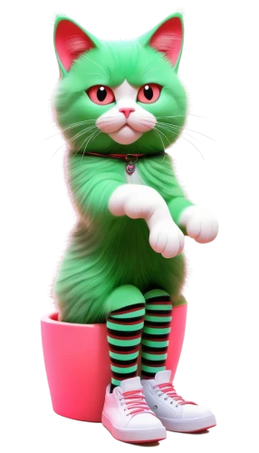 doll cat,3d figure,pink cat,pink green,puss in boots,girl with cereal bowl,patrol,3d model,soup green,cartoon cat,green,miso,cat drinking tea,peppermint,tea party cat,green paprika,cute cat,3d render,3d rendered,spumoni,Photography,Fashion Photography,Fashion Photography 11