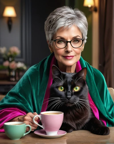 cat coffee,woman drinking coffee,elderly lady,black cat,senior citizen,kopi luwak,cat drinking tea,elderly person,pensioner,chartreux,she-cat,pet black,catwoman,cat european,cat's cafe,domestic short-haired cat,gray cat,reading glasses,the cat and the,menopause,Photography,General,Natural