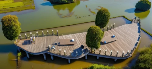 houseboat,boat dock,floating islands,floating huts,artificial islands,3d rendering,artificial island,house by the water,wooden decking,pontoon boat,floating restaurant,cube stilt houses,boat house,stilt houses,decking,boat yard,boat landscape,floating stage,dock,picnic boat,Photography,General,Realistic