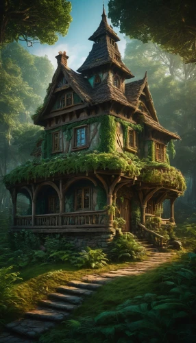 house in the forest,studio ghibli,witch's house,little house,wooden house,tree house,ancient house,small house,lonely house,treehouse,fairy house,crooked house,traditional house,miniature house,tree house hotel,home landscape,beautiful home,crispy house,summer cottage,fantasy picture,Photography,General,Fantasy