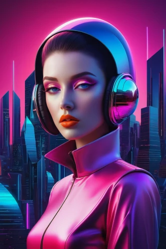 cyberpunk,neon human resources,futuristic,sci fiction illustration,cyber,retro woman,girl at the computer,cyberspace,retro girl,pink vector,retro music,music background,metropolis,women in technology,electronic music,world digital painting,vector girl,dystopia,80s,audio player,Conceptual Art,Daily,Daily 22