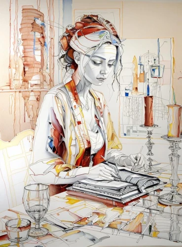woman at cafe,girl studying,woman drinking coffee,watercolor cafe,girl in the kitchen,watercolor painting,girl at the computer,the girl studies press,blonde woman reading a newspaper,coffee watercolor,women at cafe,table artist,watercolor tea shop,watercolor paint,italian painter,woman playing,drawing course,woman sitting,study,watercolor,Design Sketch,Design Sketch,None