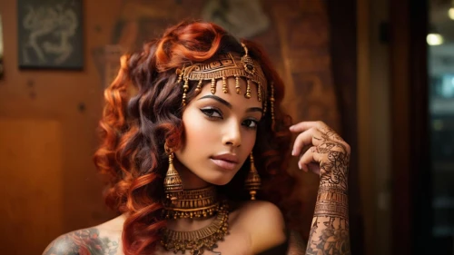 polynesian girl,tattoo girl,cleopatra,ancient egyptian girl,polynesian,maori,gypsy hair,oriental princess,artificial hair integrations,santana,toni,oriental girl,lace wig,mary jane,redhair,red head,jasmine sky,black jane doe,painted lady,indian bride