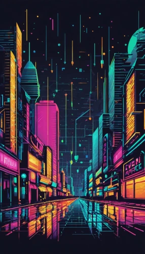 colorful city,80's design,retro background,tokyo city,cityscape,metropolis,abstract retro,cyberpunk,80s,tokyo,neon arrows,fantasy city,shinjuku,retro styled,neon,city,urban,cities,osaka,futuristic,Unique,Pixel,Pixel 04