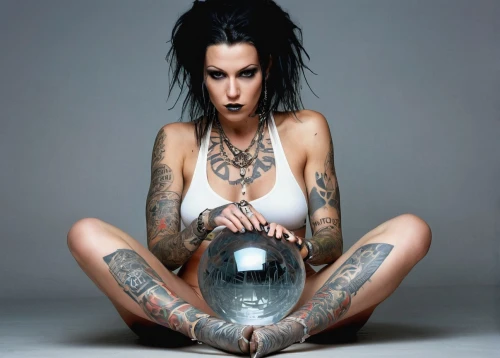 manson jar,crystal ball-photography,tattoo girl,crystal ball,sand timer,photoshoot with water,with tattoo,glass jar,vials,bell jar,black water,empty bottle,poison bottle,tattoos,metal implants,water glass,hand grenade,waterglobe,lightbulb,glass sphere,Photography,Fashion Photography,Fashion Photography 26