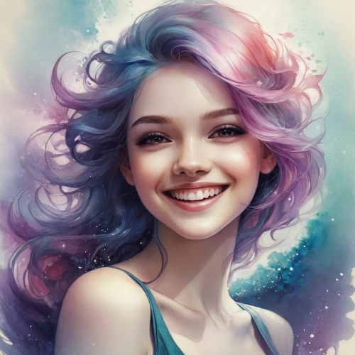 a girl's smile,fantasy portrait,mermaid background,girl portrait,elsa,mystical portrait of a girl,fae,world digital painting,portrait background,mermaid vectors,digital painting,fantasy art,romantic portrait,digital art,girl drawing,fairy galaxy,unicorn art,lycia,cg artwork,rosa 'the fairy,Illustration,Realistic Fantasy,Realistic Fantasy 15